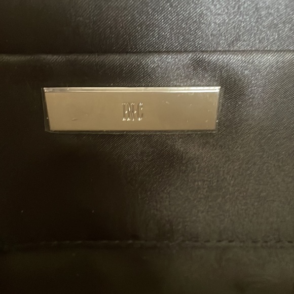 NWOT black satin clutch with chain link strap - Picture 5 of 5